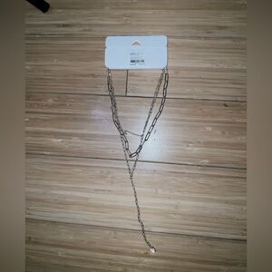 New icing geometric square gold Chocker necklace with drop chain in center